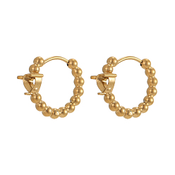 Настоящее золото 18K 304 Серьги-кольца из нержавеющей стали с бусинами, треугольные, долговечный, ионное покрытие (ip), реальный 18 k позолоченный, 16x16 мм
