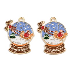 Sleigh Новогодняя тема сплава эмали подвески, золотые, санки, 25x19.5x1.5 мм, отверстие : 1.8 мм