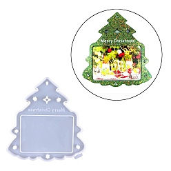 White Christmas Theme DIY Picture Frame Silicone Molds, Resin Casting Molds, For UV Resin, Epoxy Resin Craft Making, Christmas Tree, White, 184x176x9mm, Hole: 5mm, Photo Tray: 116x81mm