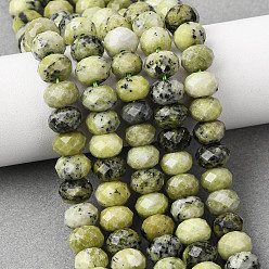 Желтая Бирюза(яшма) Бусы из натуральной желтой бирюзы (яшмы), рондель, граненые, 8x5.5~6 мм, отверстие : 1 мм, около 62 шт / нитка, 15.04'' (38.2 см)