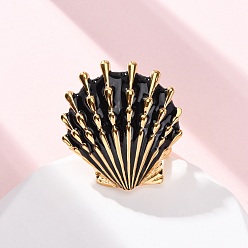 Shell Shape 304 открытые кольца манжеты из нержавеющей стали, с эмалью, золотые, формы раковины, 31x28.5 мм