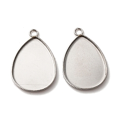 Нержавеющая Сталь Цвет 304 Настройки кабошон из нержавеющей стали кулон, слеза, цвет нержавеющей стали, лоток : 21.5x13.5 мм, 17.5x12.5x2 мм, отверстие : 1.8 мм
