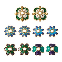 (52) Непрозрачная лаванда 10 шт. 5 стильные эмалированные колпачки из сплава, цветок, разноцветные, 7~9.5x7~9.5x2~3.5 мм, отверстие : 1~1.5 мм, 2 шт / стиль
