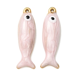 Розовый 304 подвески из нержавеющей стали, с эмалью, рыбы прелести, реальный 18 k позолоченный, ионное покрытие (ip), туманная роза, 28x8x5 мм, отверстие : 1.6 мм