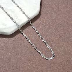 Нержавеющая Сталь Цвет 304 из нержавеющей стали Сингапур цепи ожерелья, не тускнеет, цвет нержавеющей стали, 15.83 дюйм (40.2 см)