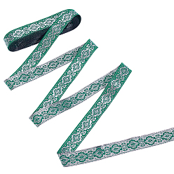 Зеленый Жаккардовая лента из полиэстера в этническом стиле, аксессуары для одежды, зелёные, 3/4 дюйм (20 мм), около 7.70 ярдов (7.04 м) / шт