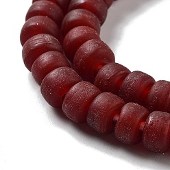 Dark Red Handmade Nepalese Lampwork Beads, Frosted, Column, Dark Red, 10x6.5~7mm, Hole: 2.8mm, about 94pcs/strand, 25.39''(64.5cm)