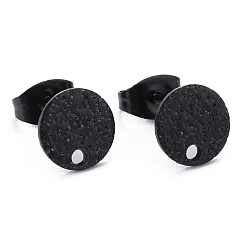 Черный 304 Выводы серьги из нержавеющей стали шпилька, с ушными гайками / спинкой и петлей для серег, , плоско-круглые, ионное покрытие (ip), электрофорез черный, 8x1 мм, отверстие : 1.4 мм, штифты : 0.8 мм