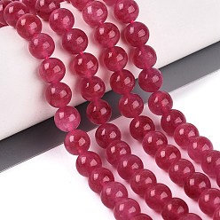 Cerise Perles naturelles de quartz brins, teints et chauffée, imitation de couleur quartz fraise, ronde, cerise, 8~8.5mm, Trou: 1.2mm, Environ 48 pcs/chapelet, 15.75 pouce (40 cm)