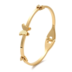 Золотой Регулируемая бабочка вакуумное покрытие 304 браслеты из нержавеющей стали для женщин, золотые, внутренний диаметр: 1-3/4x2-3/8 дюйм (4.6x5.9 см)