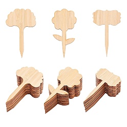 Цвет Древесины Этикетки для бамбуковых растений в форме цветов и деревьев, деревянные метки, для семян в горшках травы цветы овощи, деревесиные, 98x50x2 мм, 99x60x2 мм, 100x61x2 мм, 60шт / комплект