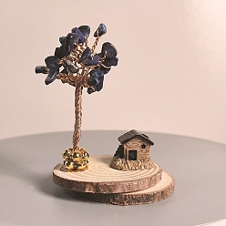 Ляпис-Лазурь Елочные украшения из натуральной ляпис-лазури, Деревянная основа, медная проволока, энергетический камень по фен-шуй, подарок для женщин и мужчин, медитация, 100 мм