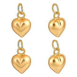 Golden 4Pcs 925 Sterling Silver Heart Charms, with Jump Rings, Golden, 8x6x4mm, Hole: 2mm