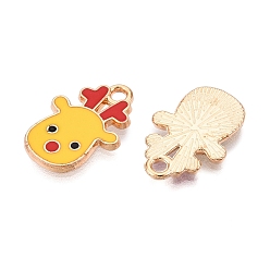 Олень Новогодняя тема сплава эмали подвески, без кадмия и без свинца, золотой свет, олень, 18x12.5x1.5 мм, отверстие : 1.8 мм