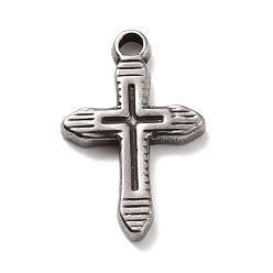 Stainless Steel Color Non-Tarnish 304 Stainless Steel Pendants, Cross, Stainless Steel Color, 20x13x2mm, Hole: 2mm
