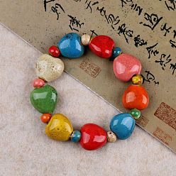 Сердце Браслеты из фарфоровых бусин ручной работы для женщин, сердце, внутренний диаметр: 2-1/2 дюйм (6.5 см)