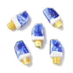 Королевский синий Фарфоровые бусины ручной работы, пастельный фарфор, мороженое, королевский синий, 15.5x8x6 мм, отверстие : 1.8 мм