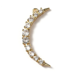 Настоящее золото 18K Латунные микро проложить кубического циркония подвески, луна, стойки покрытие, долговечный, без кадмия и без свинца, реальный 18 k позолоченный, 29x12x3 мм, отверстие : 1.2 мм