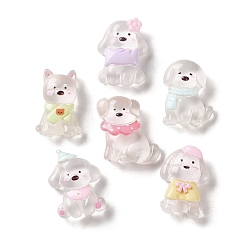(52) Непрозрачная лаванда Прозрачные смолы кабошоны, собака, разноцветные, 24~25.5x18.5~20.5x9~9.5 мм