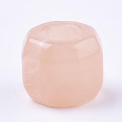 Light Salmon Acrylic Beads, Imitation Gemstone Style, Two Tone Color, Eight Prism, Light Salmon, 18x18x15mm, Hole: 8.5mm, about 152pcs/500g