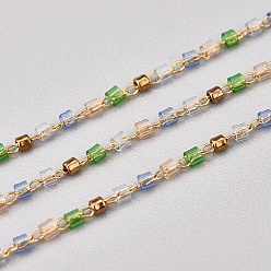 (52) Непрозрачная лаванда Цельнозерновые бисерные цепочки, с кабельными цепями из нержавеющей стали, несварные, с катушкой, золотые, разноцветные, 1~2x0.9~1.5 мм, около 26.24 футов (8 м) / рулон