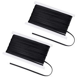 Черный Шнур из мягкой искусственной кожи личи, плоский ювелирный шнур из искусственной кожи, ювелирные изделия DIY делает материал, чёрные, 5x1 мм, 20м / комплект