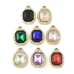 Light Gold K 5 стеклянные подвески, сплавочная фурнитура, УФ-покрытием, прямоугольные, золотой свет, 17x12x5 мм, отверстие : 1.8 мм