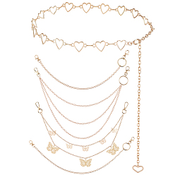 Золотой 5шт. 5 стили: ремни и пояса из сплава в виде сердца и бабочки, золотые, 460~940 мм, 1 шт / стиль