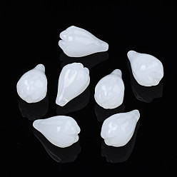 White Imitation Jade Glass Pendants, Flower Bud Charms, White, 10x17mm, Hole: 0.9mm