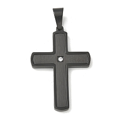 Черный Ионное покрытие (ip) 304 подвески из нержавеющей стали, крест очарование, чёрные, 39x26.5x3 мм, отверстие : 8x5.5 мм