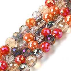 Красный Стеклянные бусины с гальваническим покрытием , граненые, круглые, красные, 6 мм, отверстие : 1 мм, около 100 шт / нитка, 21.46 дюйм (54.5 см)