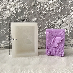 Butterfly Rectangle/Oval Food Grade Silicone Candle Molds, For Candle Making, Butterfly, 9.5x7.3cm