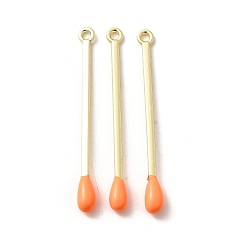 Темно-Оранжевый Подвески из сплава , с эмалью, без свинца, без кадмии и без никеля, стойки покрытие, чары из спичек, золотые, темно-оранжевый, 49x4 мм, отверстие : 2 мм