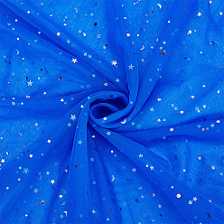 Серебро 10 ярдов сетчатой ткани из ПВХ с рисунком звезд и луны, для аксессуаров костюма, серебряные, 1500 мм