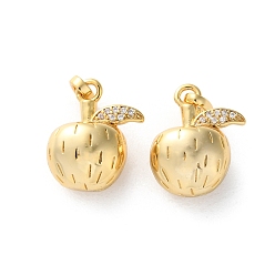 Настоящее золото 18K Латунные микропаве прозрачные подвески с фианитом, гранатовые прелести, стойки покрытие, долговечный, без свинца и без кадмия, реальный 18 k позолоченный, 14.5x12x7.5 мм, отверстие : 4x2.5 мм