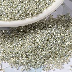 (RR2353) Бледно-лаймовый Опаловый с Серебряной Подкладкой Миюки круглые бусины рокайль, японский бисер, (rr 2353) серебристый бледно-салатовый опал, 15/0, 1.5 мм, Отверстие: 0.7 мм, о 5555 шт / бутылка, 10 г / бутылка