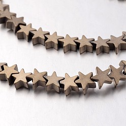 (252) Цвет внутри: морской / фиолетовый на подкладке Гальванизировать немагнитных синтетический гематит нитей бисера, матовые, звезда, античная бронза покрытие, 6x6x3 мм, отверстие : 1 мм, около 82 шт / нитка, 15.7 дюйм