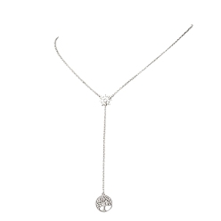 Tree of Life 304 из нержавеющей стали ожерелья Lariat, цвет нержавеющей стали, не тускнеет, древо жизни, 20.87 дюйм (53 см), Кулон : 15.5x14 мм