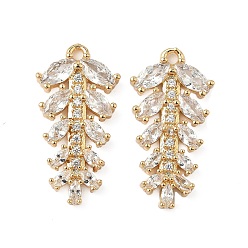 Настоящее золото 18K Латунные микро проложить кубического циркония подвески, без никеля , лист, лист, 26.5x13.5x3 мм, отверстие : 1.6 мм