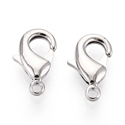 Платинированный Карабин-лобстеры, латунные, без никеля , Реальная платина, 12x7.5x3 мм, отверстие : 1.4 мм