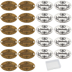 Антично-бронзовый и Антично-серебристый 80 шт. 2 цвета тибетский стиль сплав соединительные подвески, овальной формы со словом ручной работы, античная бронза и старинное серебро, 19x32x1 мм, отверстие : 2 мм, 40 шт / цвет