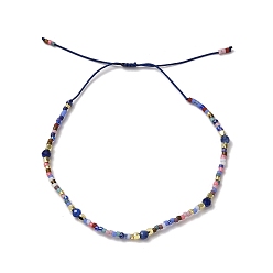 Colorful Miyuki Seed & Natural Kyanite Braided Bead Bracelets, Adjustable Bracelet with Nylon Cords, Colorful, Inner Diameter: 2-5/8~2-3/4 inch(6.75~7.1cm) 