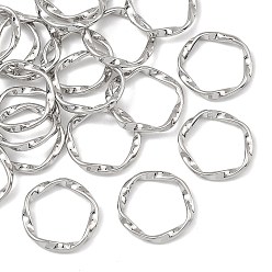Platinum SHEGRACE Brass Linking Rings, Textured Twisted Ring Shape, Lead Free & Cadmium Free & Nickel Free, Platinum, 16x2mm, inner size: 13x13.5mm
