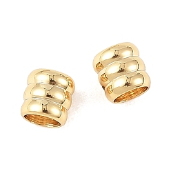 Real 18K Gold Plated SHEGRACE Brass Beads, Corrugated, Column, Cadmium Free & Nickel Free & Lead Free, Real 18K Gold Plated, 4x4mm, Hole: 3mm
