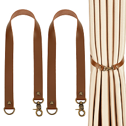 Saddle Brown Leather Curtain Tiebacks, Rod Holders, Hanging Decorations, with Alloy Findings, Flat, Saddle Brown, 500x20mm