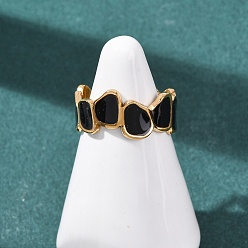 Золотой 304 открытые кольца манжеты из нержавеющей стали, с эмалью, без свинца, без кадмии и без никеля, золотые, 10 мм, размер США 7 1/4 (17.5 мм)