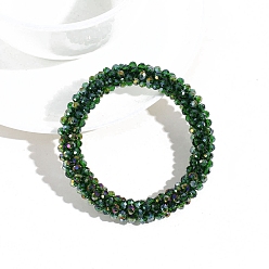 Dunkelgrün Haargummis mit glitzernden Harzperlen, elastische Haarbänder für Frauen, dunkelgrün, 70 mm