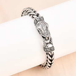 Античный Серебристый & Цвет Нержавеющей Стали 316 браслеты с хирургическими звеньями из нержавеющей стали, змея, старинное серебро и цвет нержавеющей стали, 8-1/2x1/4 дюйм (21.5x0.8 см)