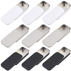 (52) Непрозрачная лаванда 9 шт. 3 цветные жестяные коробки для хранения безделушек с раздвижной крышкой, прямоугольные, разноцветные, 5.25x2.65x1 см, 3 шт / цвет