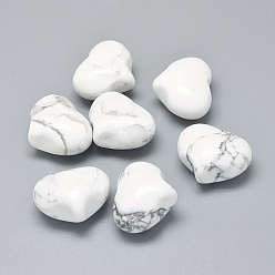 Howlite Natural Howlite Heart Palm Stone, Pocket Stone for Energy Balancing Meditation, 20~21x25~25.5x13~14mm